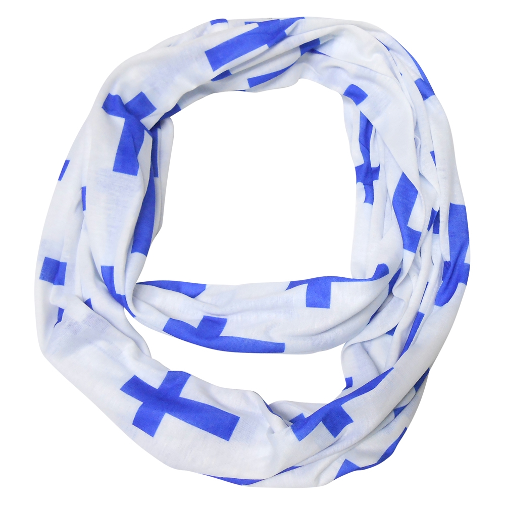Cross Print Jersey Knit Infinity Scarf Embroidery Blanks - BLUE - CLOSEOUT
