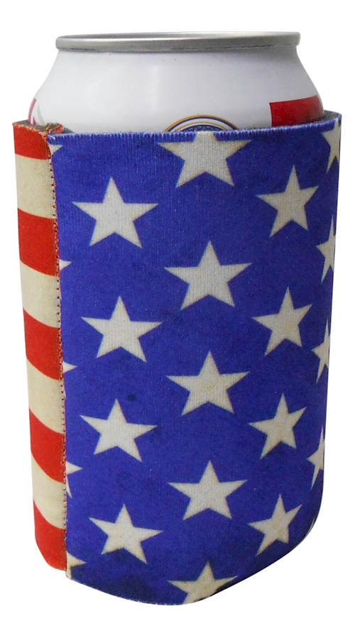 Unsewn 12oz Can Coolie Embroidery Blanks - VINTAGE OLD GLORY - CLOSEOUT