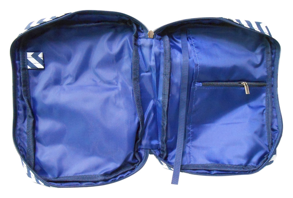 Bible Cover with Zipper Closure - NAVY CHEVRON - CLOSEOUT