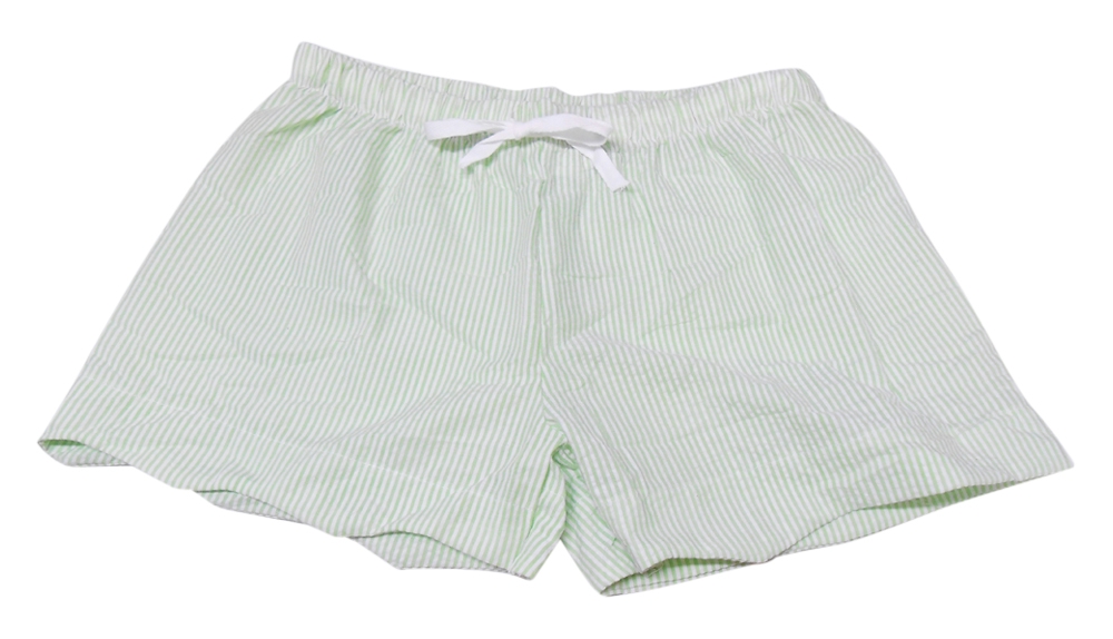 Ladies Wavy-Edge Seersucker Lounge Shorts Embroidery Blanks - LIME -  CLOSEOUT