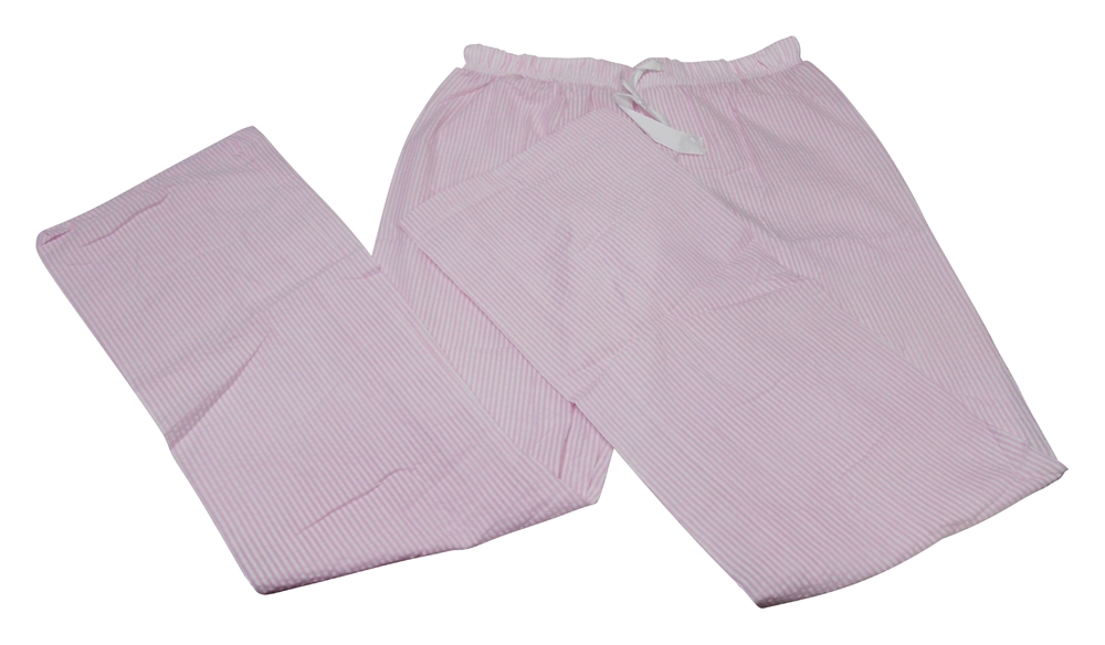 Ladies Seersucker Pajama Pants Embroidery Blanks - PINK