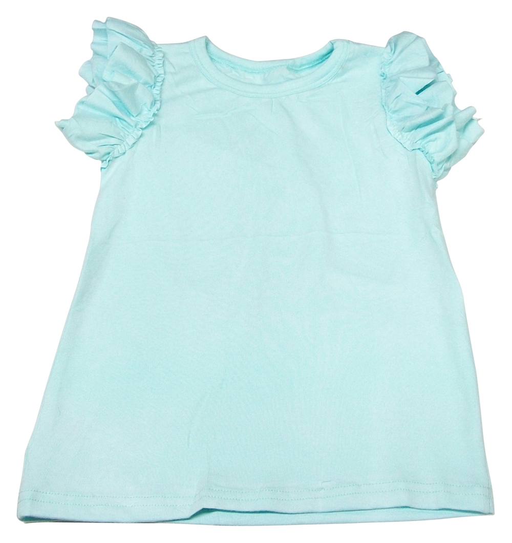 Flutter Sleeve Shirt Embroidery Blank - AQUA - CLOSEOUT