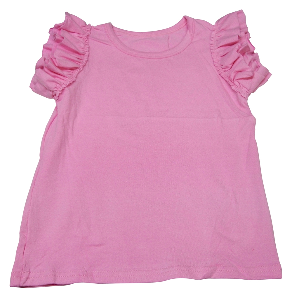 Flutter Sleeve Shirt Embroidery Blank - LIGHT PINK - SIZE 3T - IRREGULAR