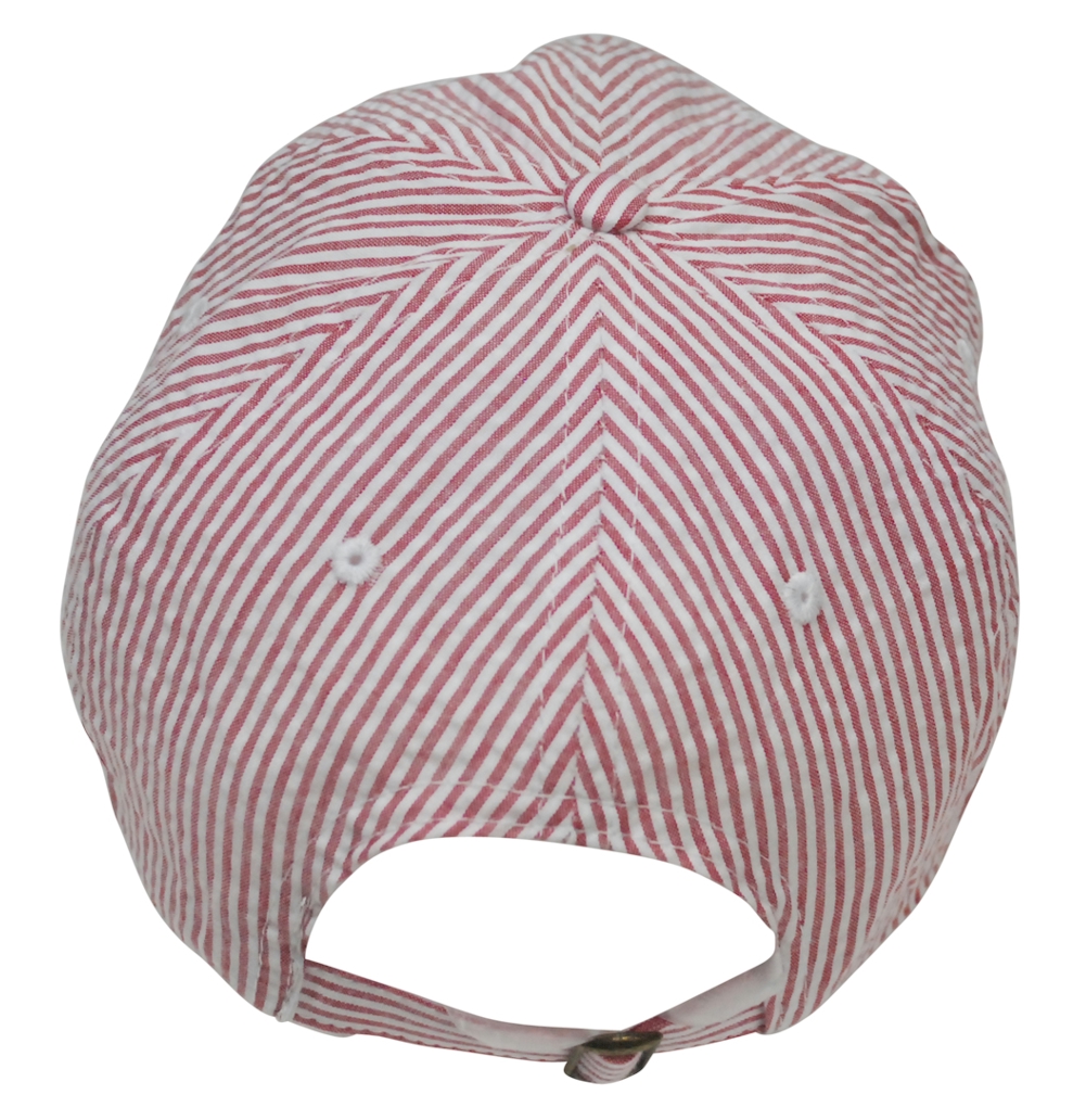 The Coral Palms® Seersucker Unstructured 6 Panel Baseball Hat - RED - CLOSEOUT