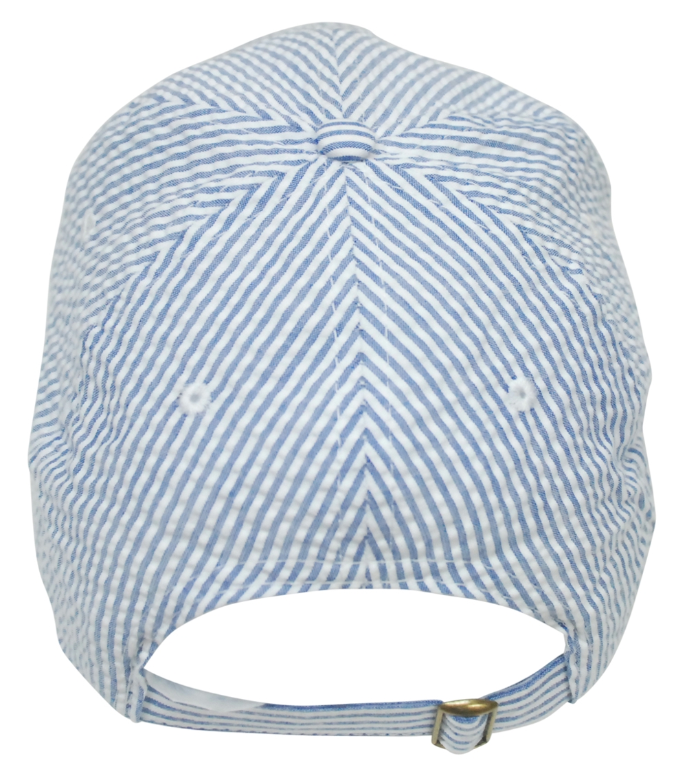 The Coral Palms® Seersucker Unstructured 6 Panel Baseball Hat - BLUE - CLOSEOUT