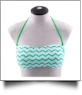 Bandeau Bikini Swimsuit Top -  LIME GREEN CHEVRON