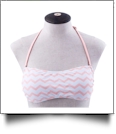 Bandeau Bikini Swimsuit Top - PEACH CHEVRON