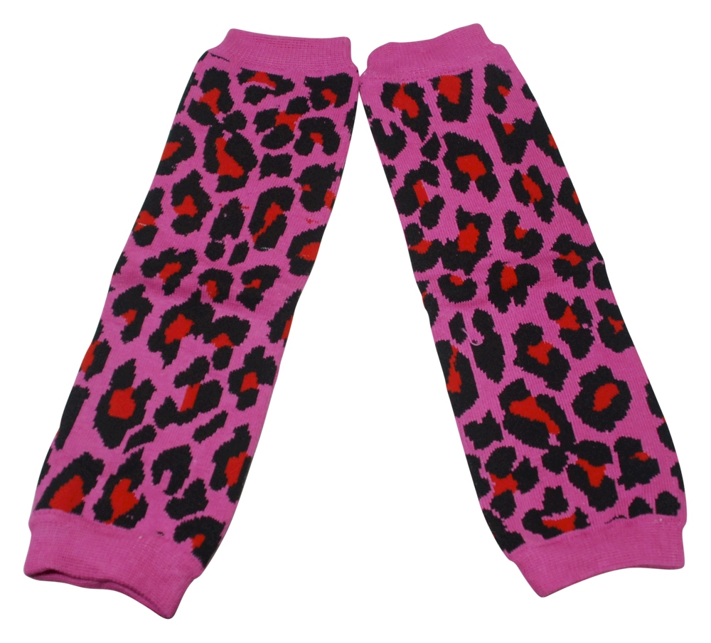 Leopard Print Baby Leg Warmers - HOT PINK - CLOSEOUT