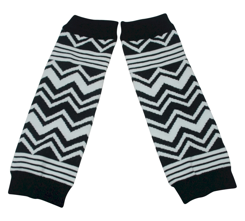 Chevron & Stripes Print Baby Leg Warmers - BLACK/WHITE - CLOSEOUT