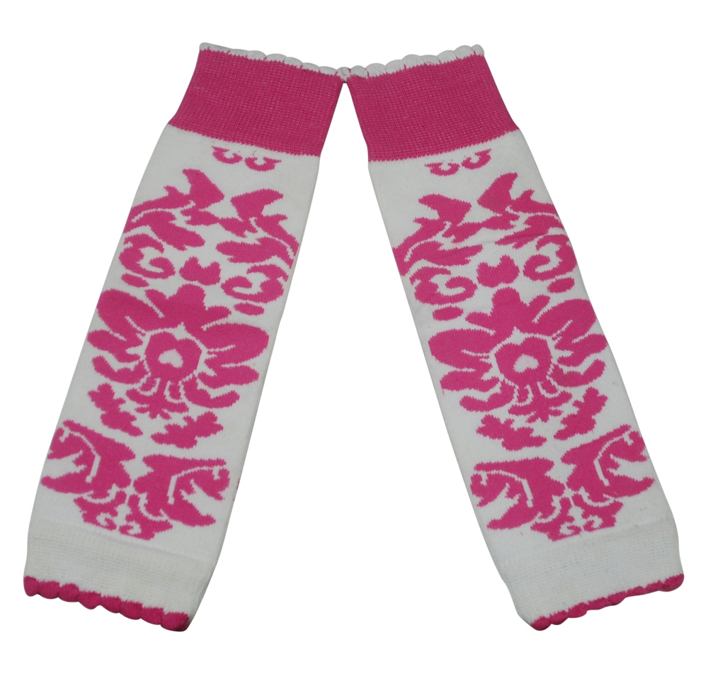 Floral Print Baby Leg Warmers - HOT PINK
