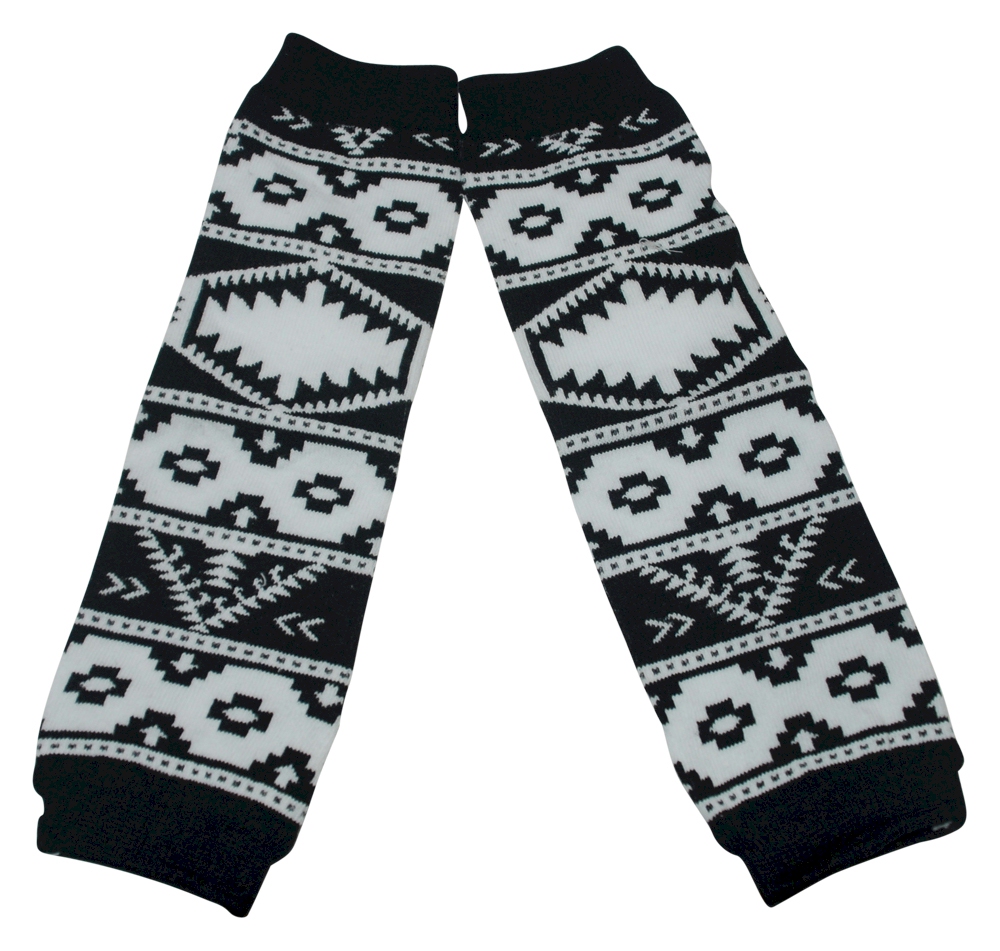Tribal Print Baby Leg Warmers - BLACK & WHITE - CLOSEOUT