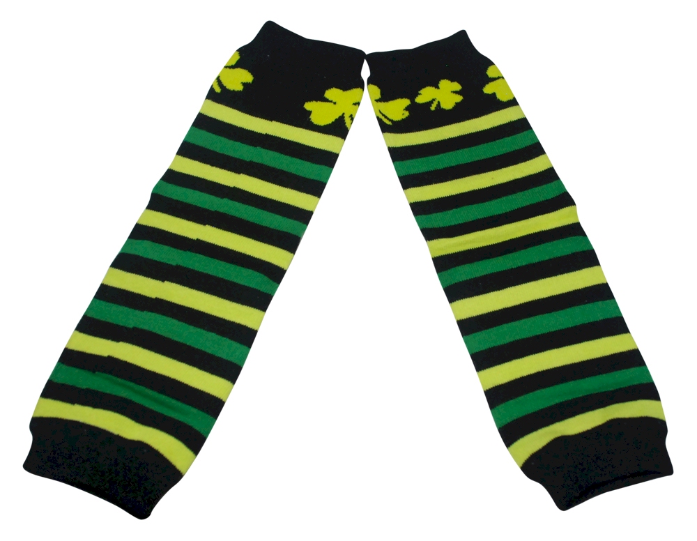 St. Patrick's Day Print Baby Leg Warmers - BLACK & GREEN - CLOSEOUT
