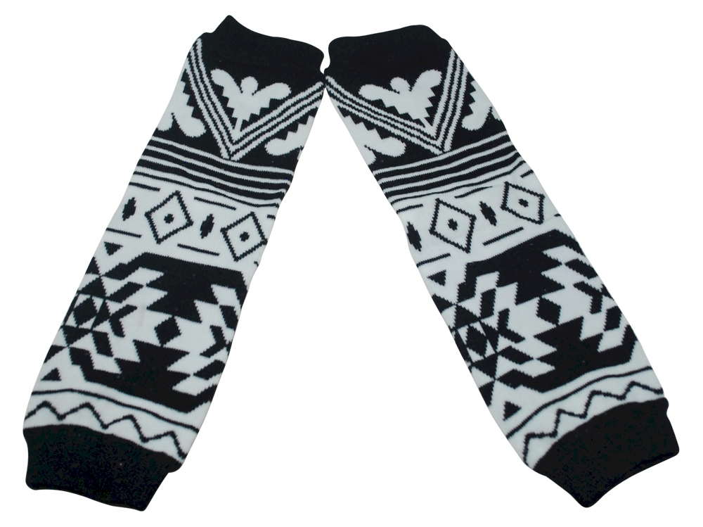 Tribal Print Baby Leg Warmers - BLACK & WHITE - CLOSEOUT