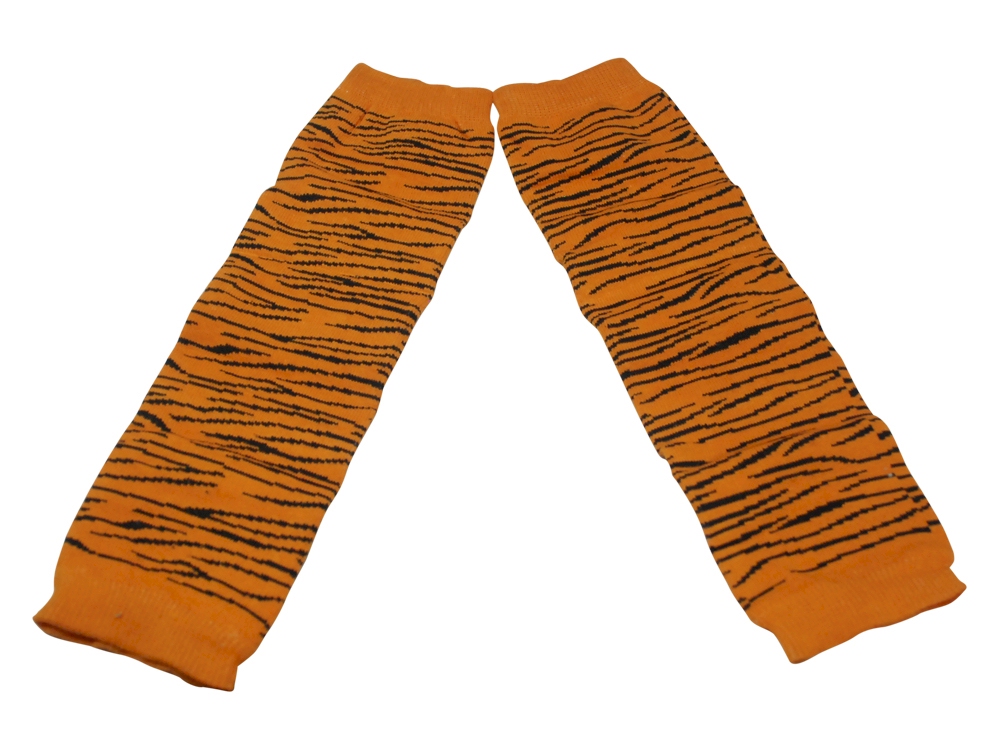 Tiger Print Baby Leg Warmers - ORANGE AND BLACK - CLOSEOUT