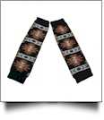 Tribal Print Baby Leg Warmers - BROWN, WHITE & BLACK - CLOSEOUT