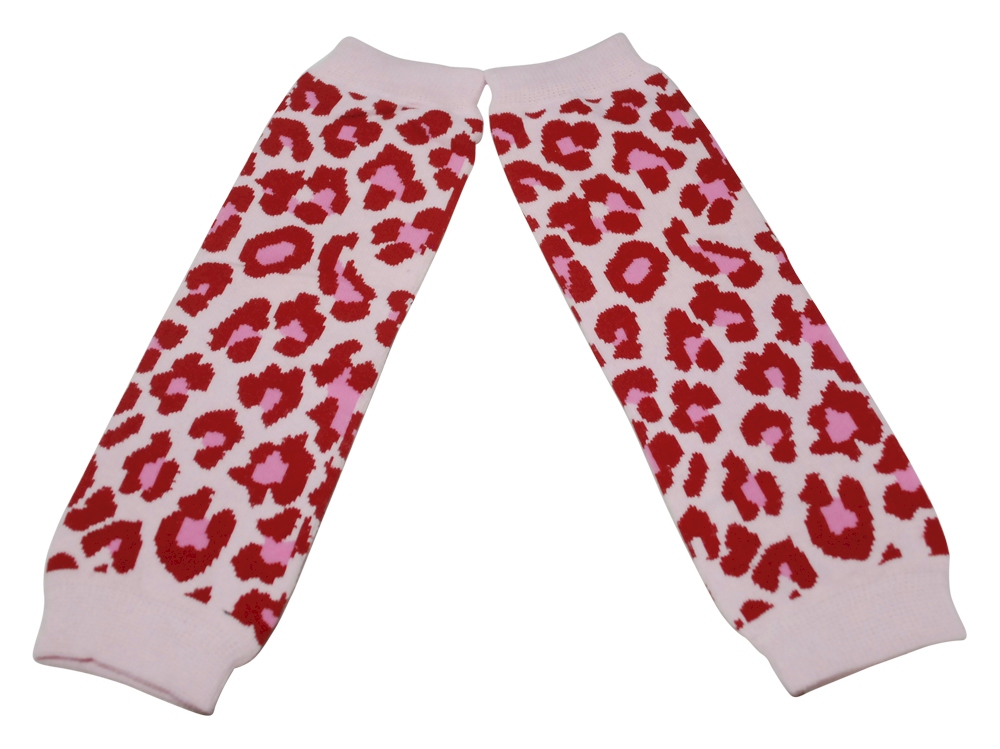 Leopard Print Baby Leg Warmers - PINK & RED - CLOSEOUT