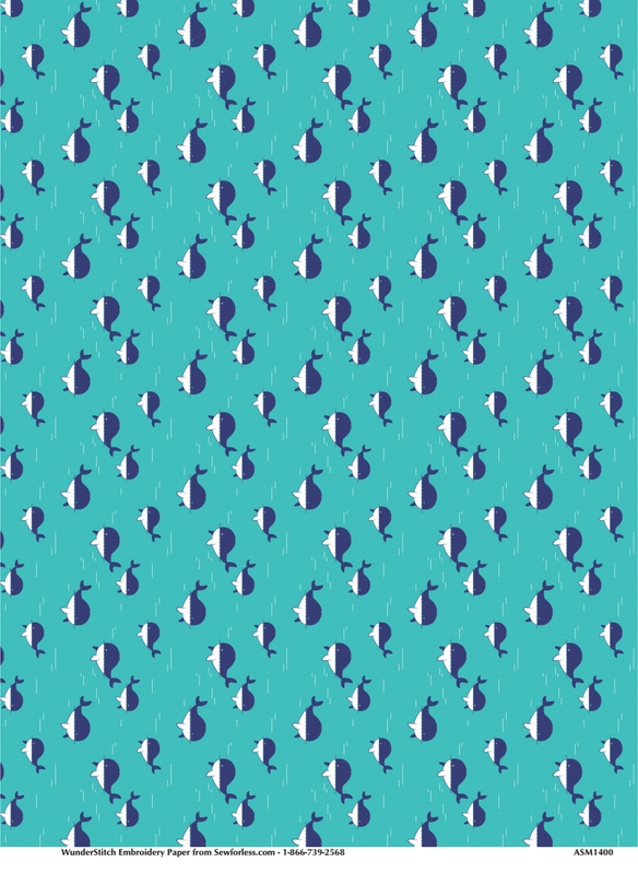 Whaley Cute in AQUA - QuickStitch Embroidery Paper - One 8.5in x 11in Sheet- CLOSEOUT
