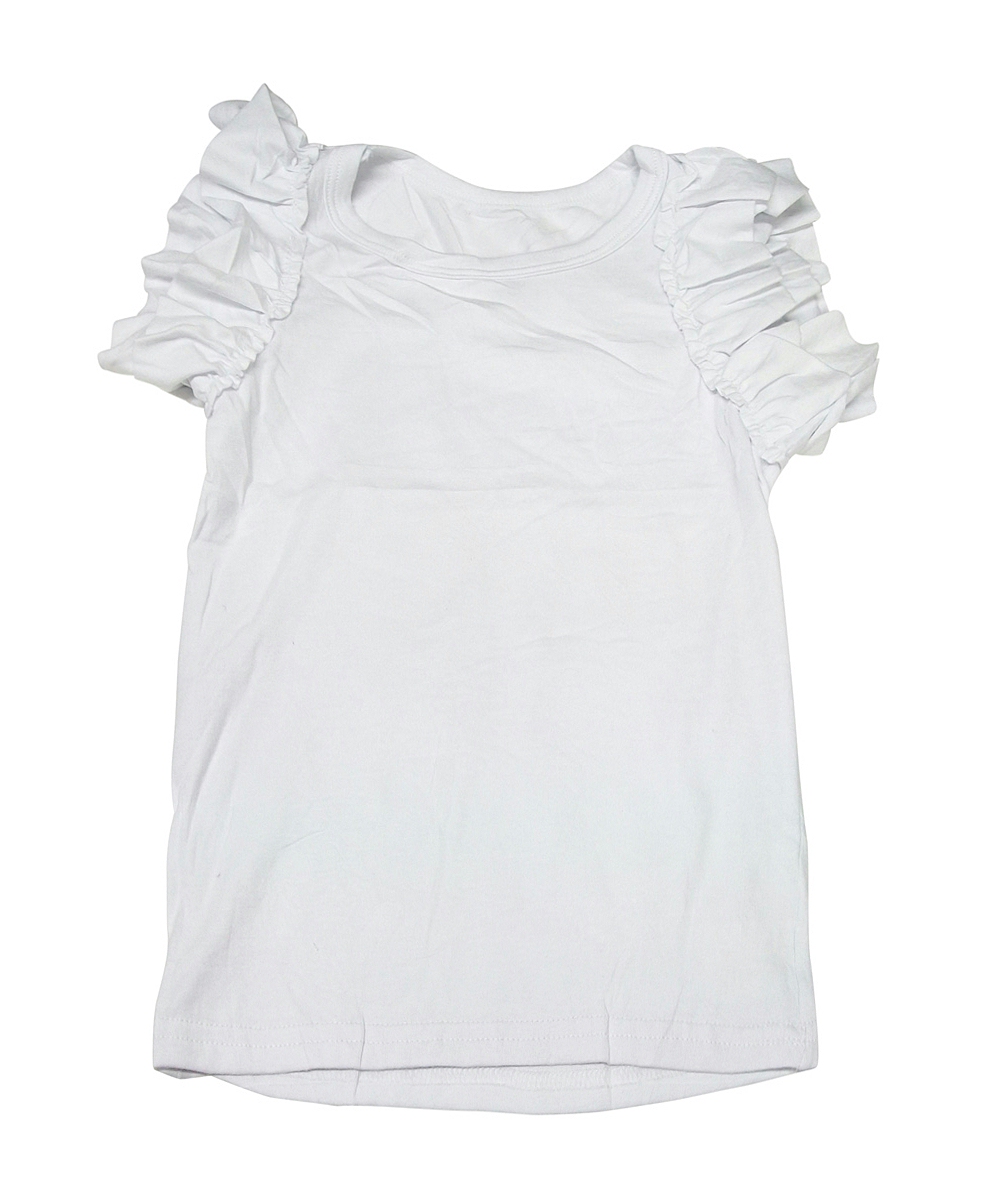 Flutter Sleeve Shirt Embroidery Blank - WHITE