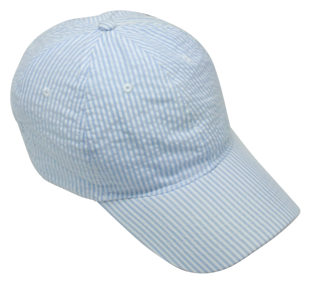 The Coral Palms® Seersucker Unstructured 6 Panel Baseball Hat - LIGHT BLUE - CLOSEOUT