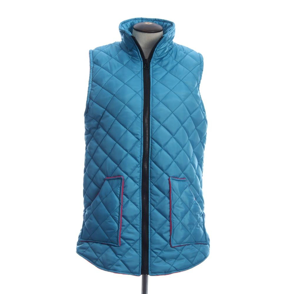 Diamond Quilted Legging Length Vest - TURQUOISE w/ HOT PINK - CLOSEOUT