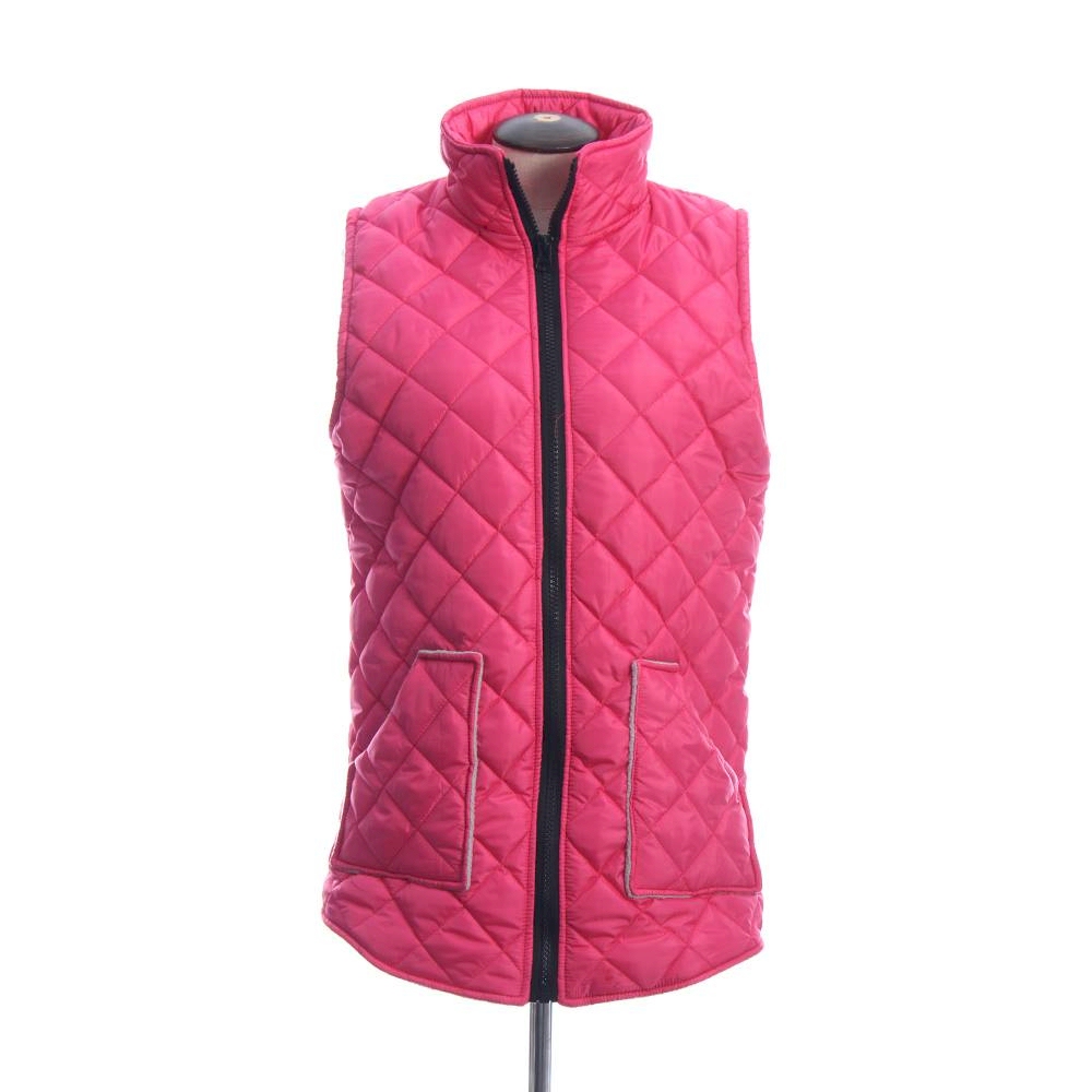 Diamond Quilted Legging Length Vest - HOT PINK w/ LIGHT GRAY - CLOSEOUT