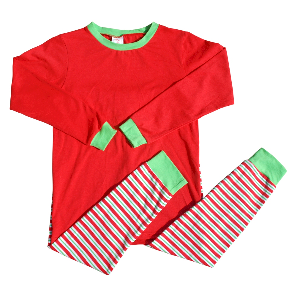 Children's Candy Cane Striped Christmas Pajamas - RED SHIRT