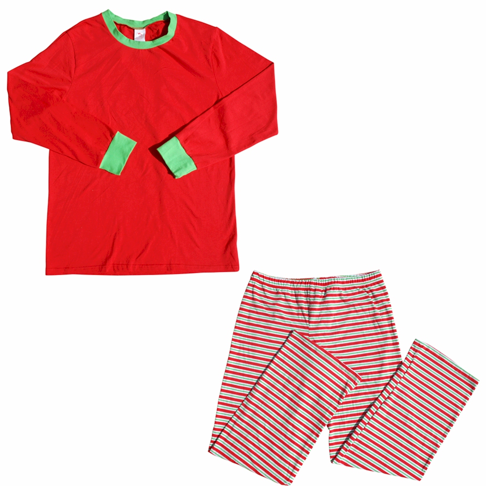 Adult Candy Cane Striped Christmas Pajamas - RED SHIRT - CLOSEOUT