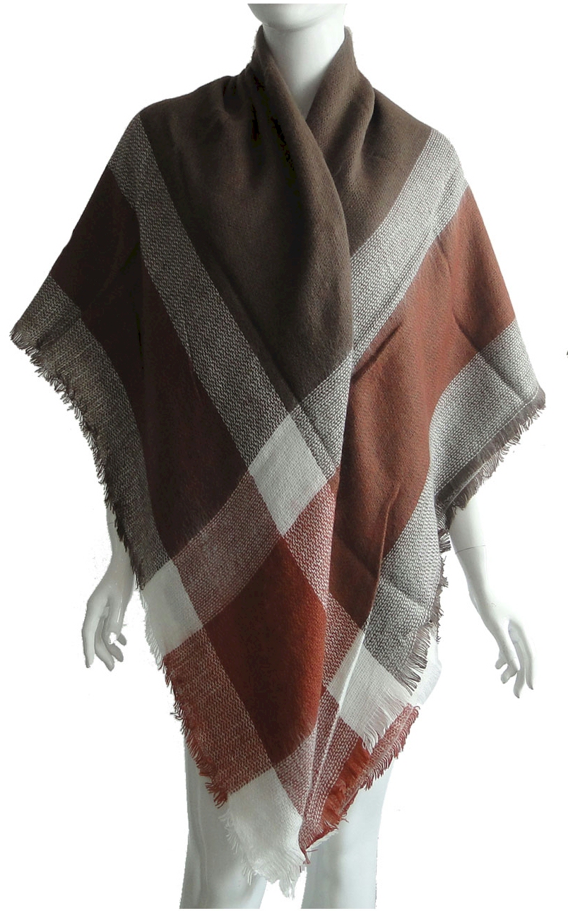 Designer-Style Plaid Blanket Scarf - BROWNS - CLOSEOUT
