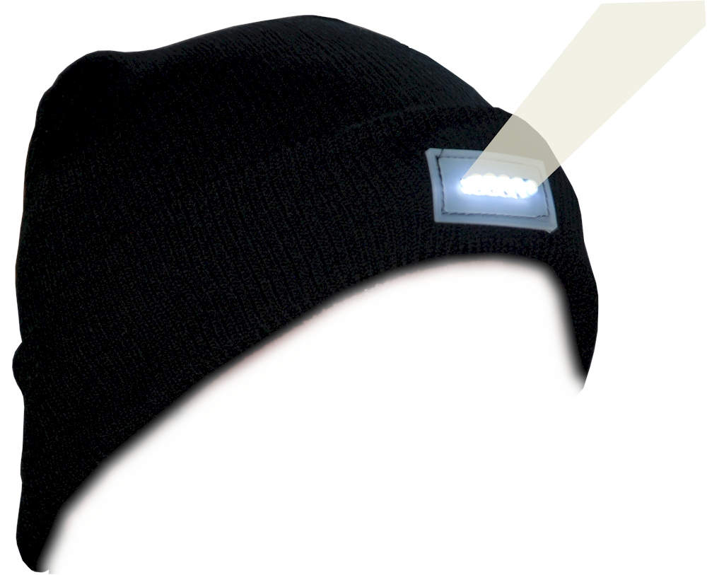 LED Stocking Cap Embroidery Blanks - BLACK - CLOSEOUT