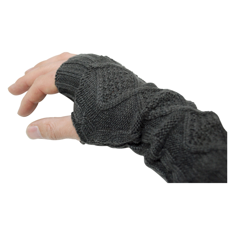 Fingerless Cable Knit Slouch Gloves - DARK GRAY - CLOSEOUT