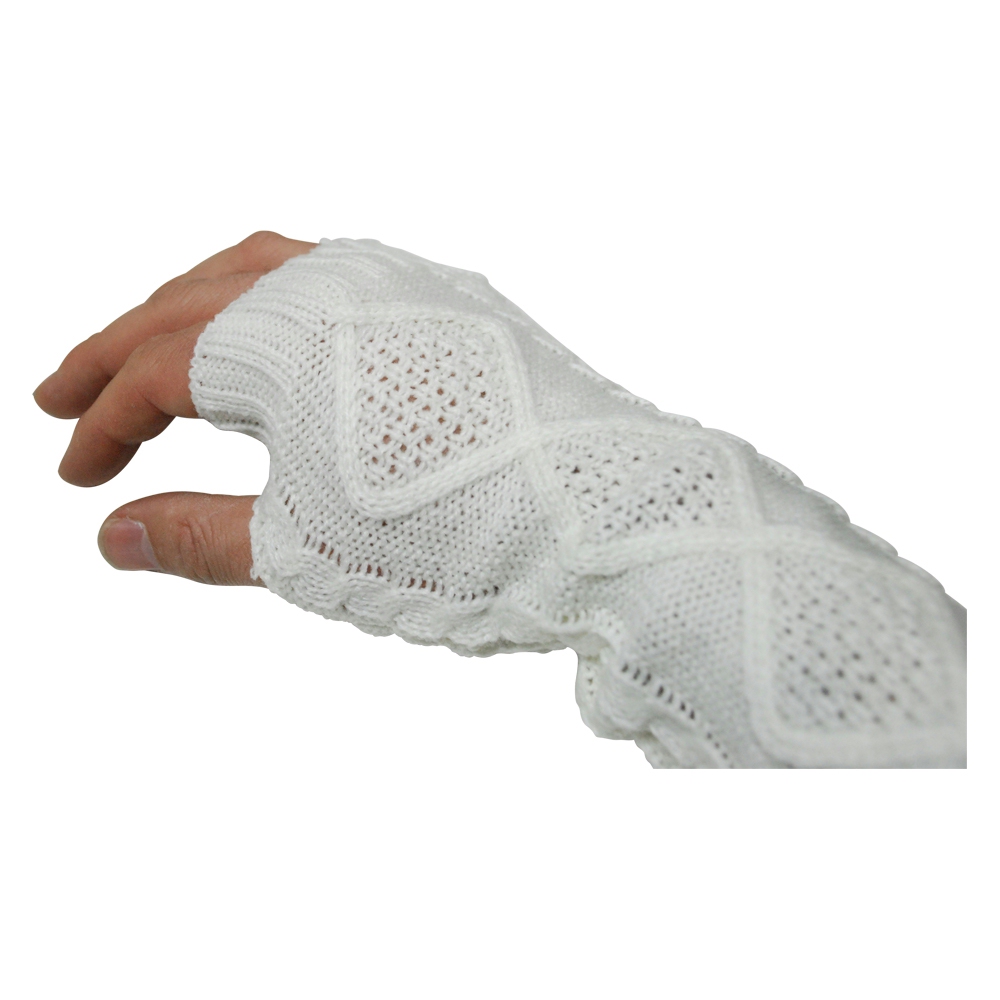 Fingerless Cable Knit Slouch Gloves - IVORY - CLOSEOUT