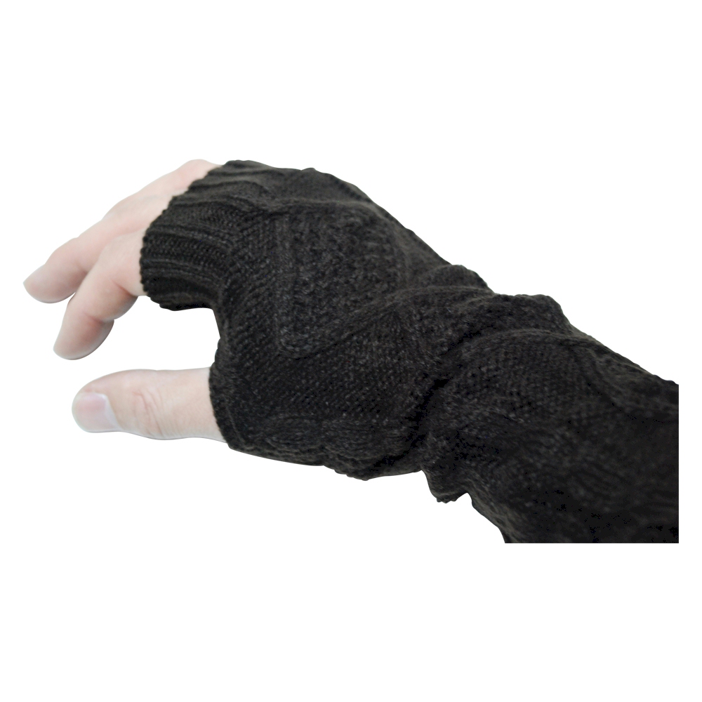 Fingerless Cable Knit Slouch Gloves - DARK BROWN - CLOSEOUT
