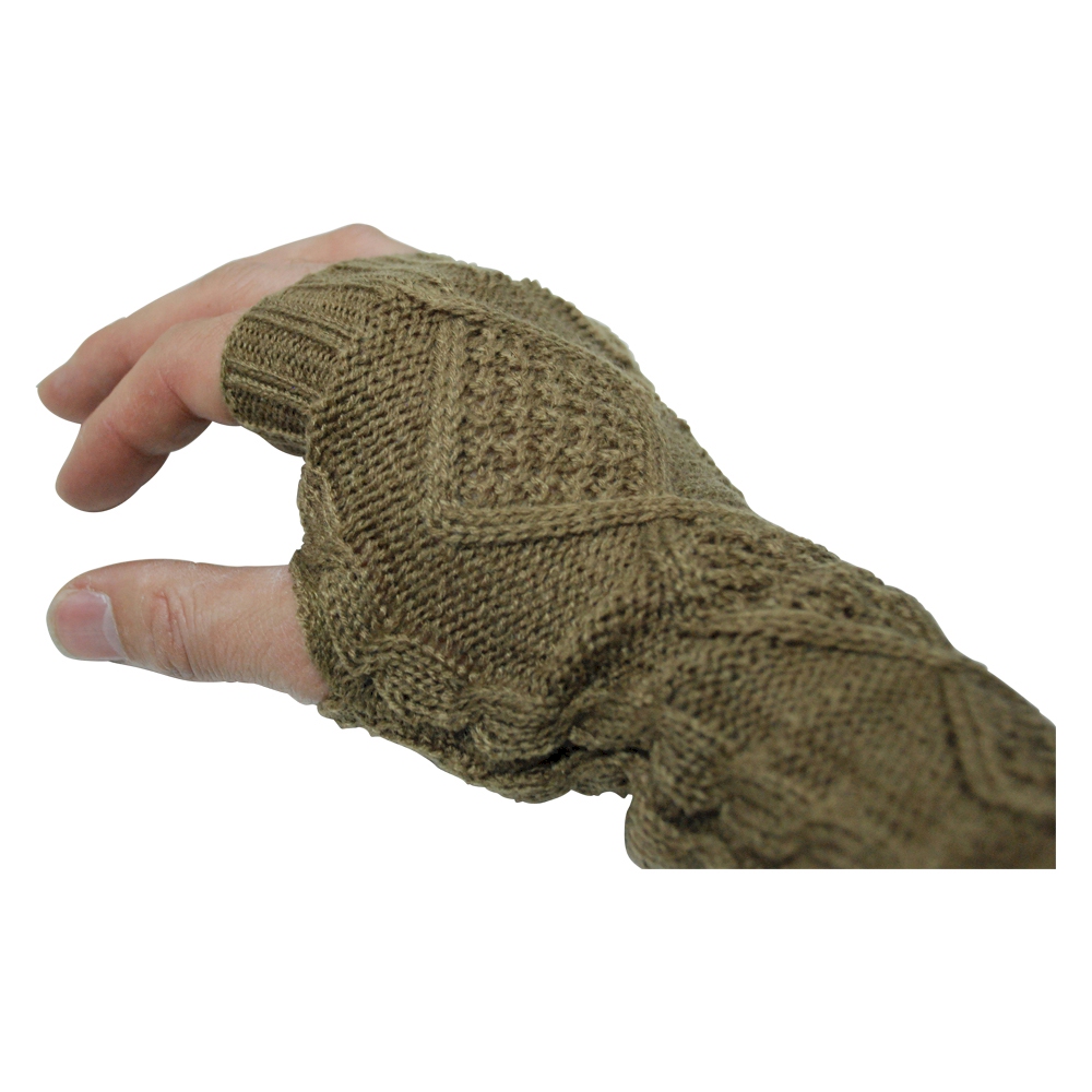 Fingerless Cable Knit Slouch Gloves - BROWN - CLOSEOUT