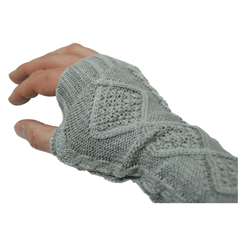 Fingerless Cable Knit Slouch Gloves - LIGHT GRAY - CLOSEOUT