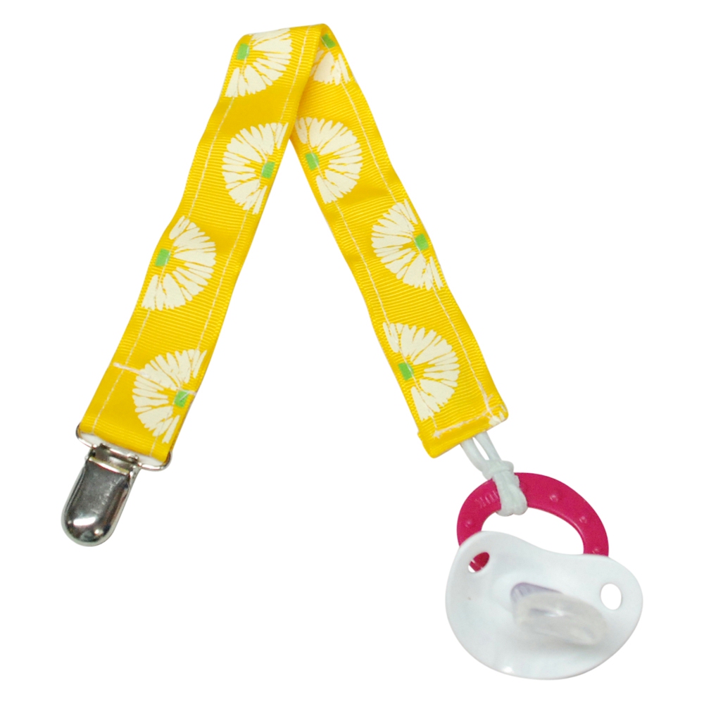 Floral Print Pacifier Holder Clip - YELLOW - CLOSEOUT