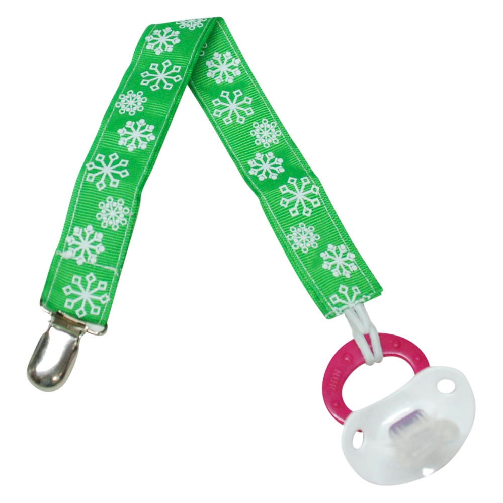 Snowflakes Print Pacifier Holder Clip - GREEN - CLOSEOUT