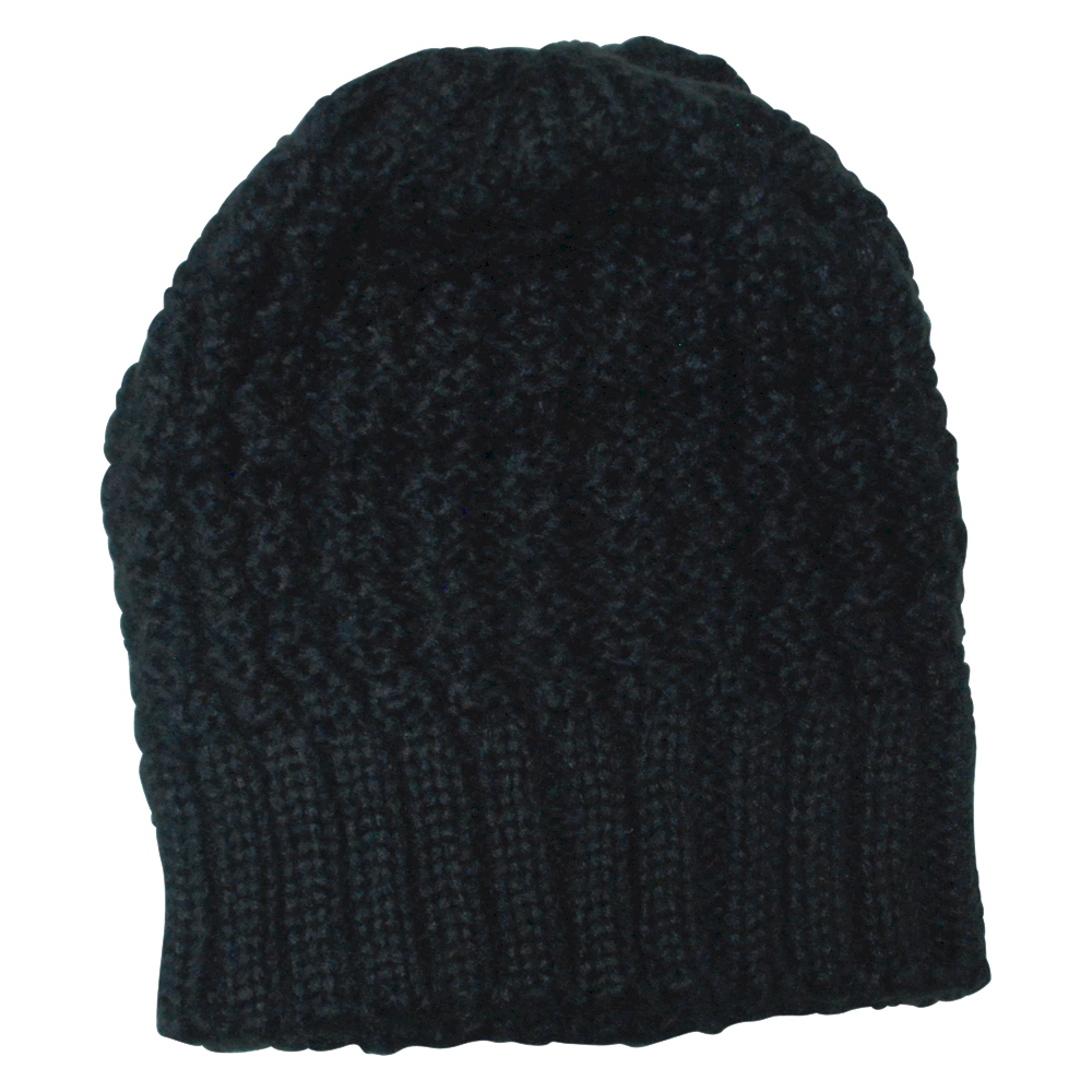 Chunky Knit Cap  Embroidery Blanks - BLACK - CLOSEOUT