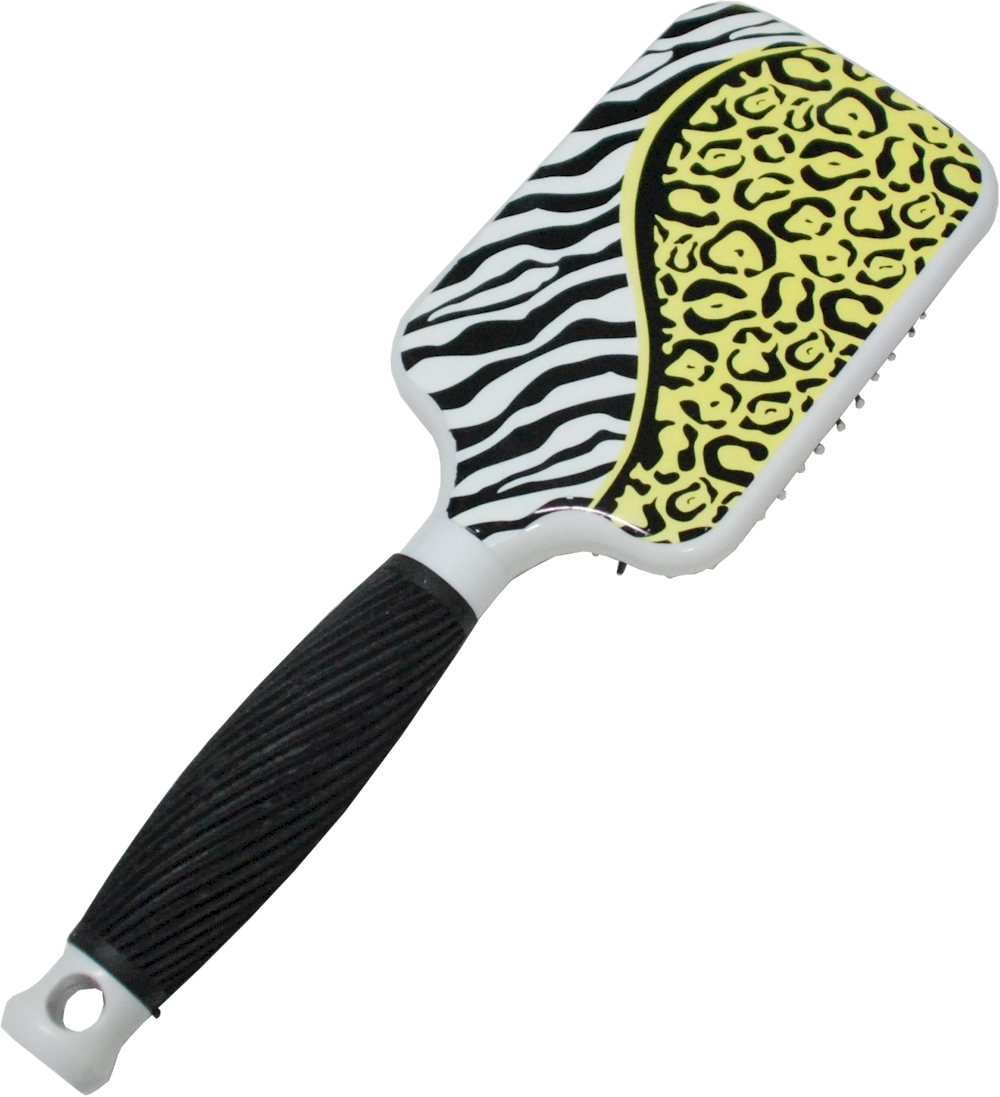 Fashion Print Paddle Hair Brush - ZEBRA/LEOPARD - CLOSEOUT