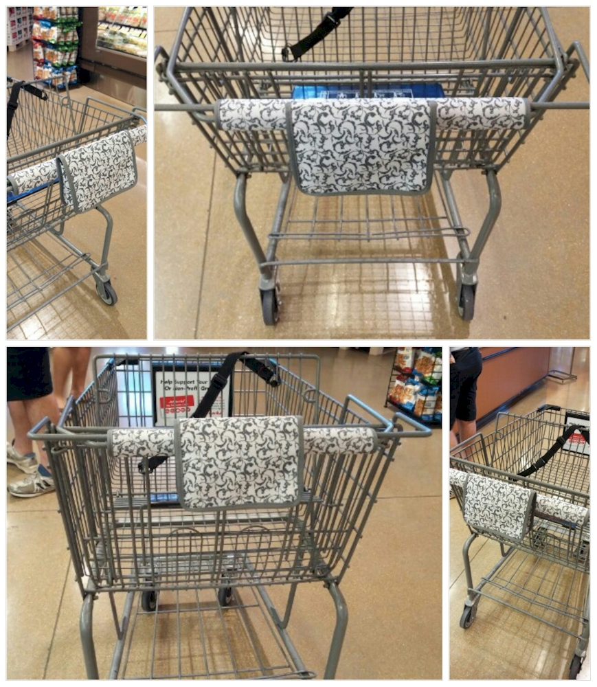 Shopping Cart Handle Cover & Handy Coupon Tote - GRAY FLORAL