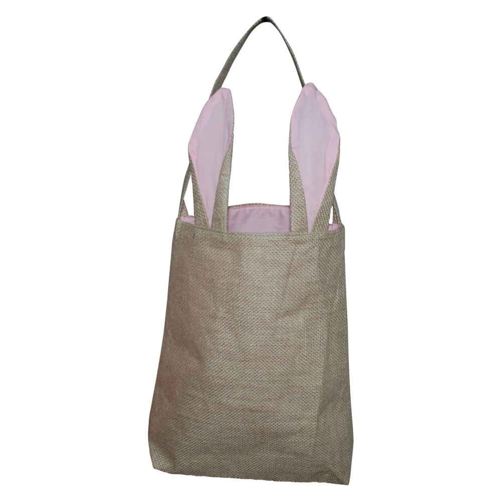 Burlap Bunny Ear Easter Tote - PINK - CLOSEOUT
