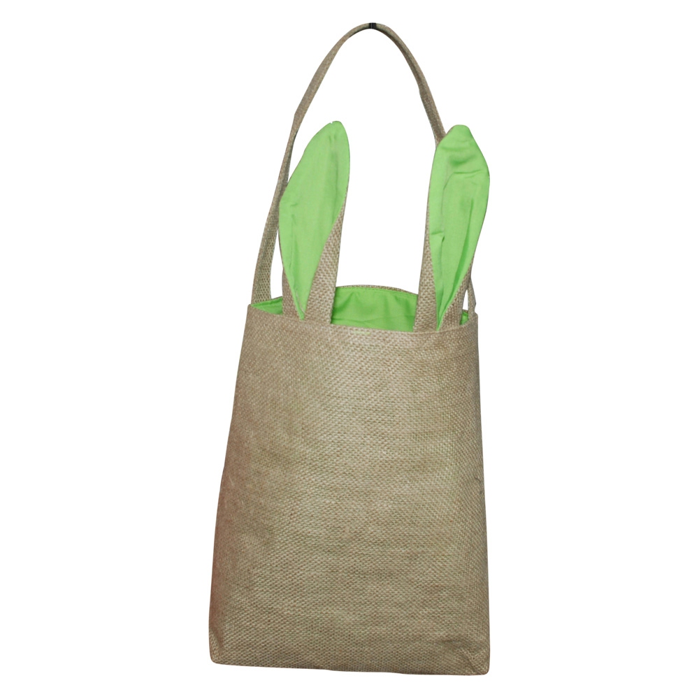 Burlap Bunny Ear Easter Tote - LIME - CLOSEOUT