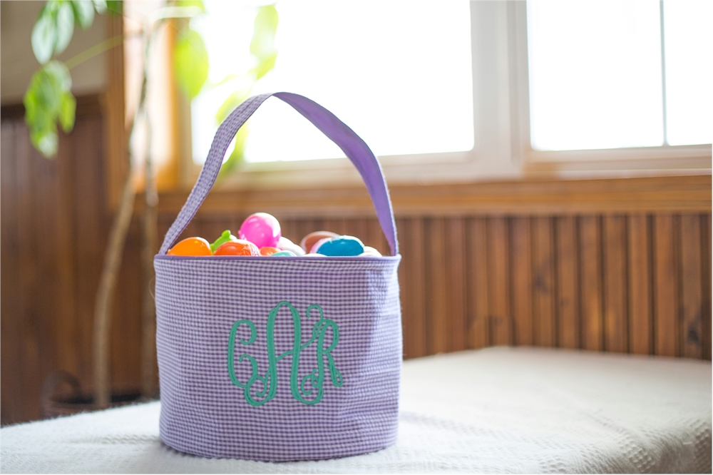 Monogrammable Gingham Easter Basket & Halloween Bucket Tote - LAVENDER