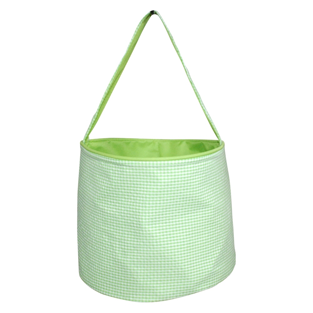 Monogrammable Gingham Easter Basket & Halloween Bucket Tote - LIME - CLOSEOUT