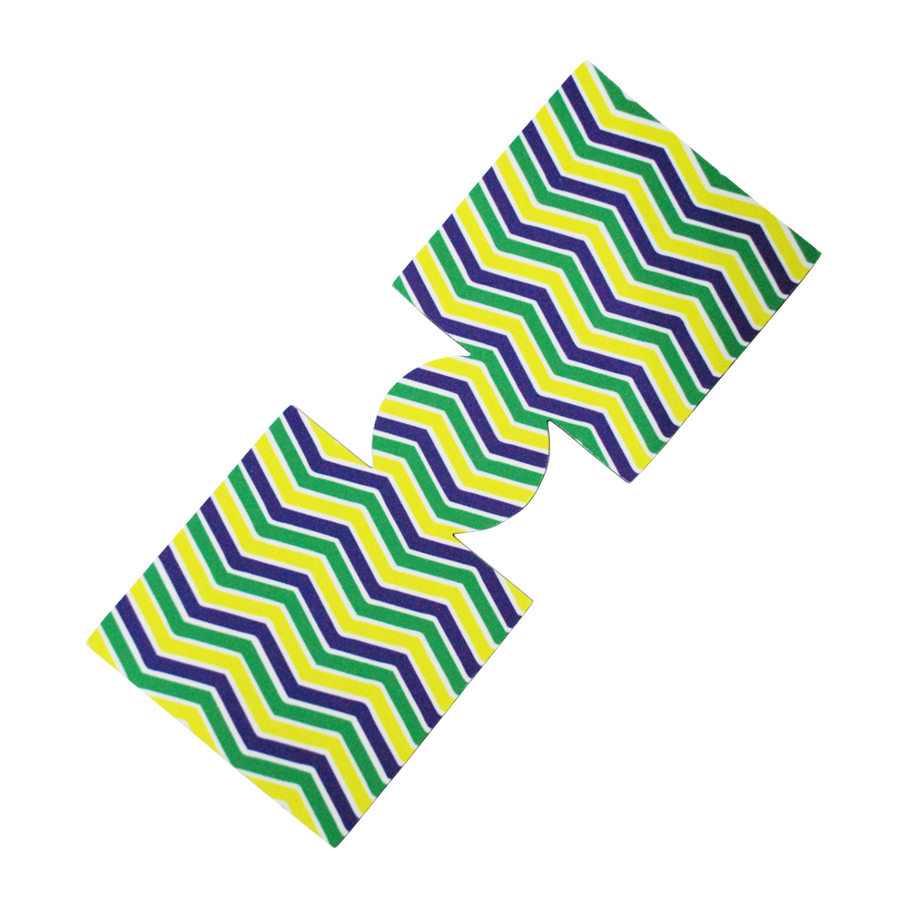 Unsewn 12oz Can Coolie Embroidery Blanks - MARDI GRAS CHEVRON - CLOSEOUT
