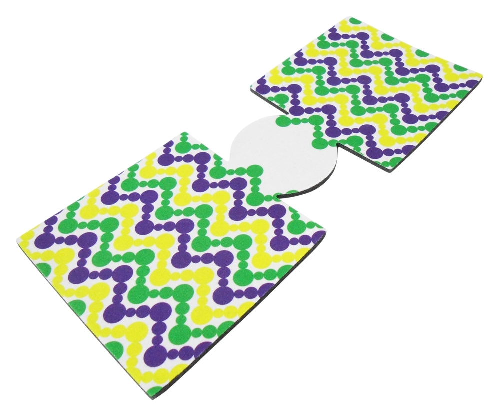 Unsewn 12oz Can Coolie Embroidery Blanks - Mardi Gras Chevron Beads - CLOSEOUT
