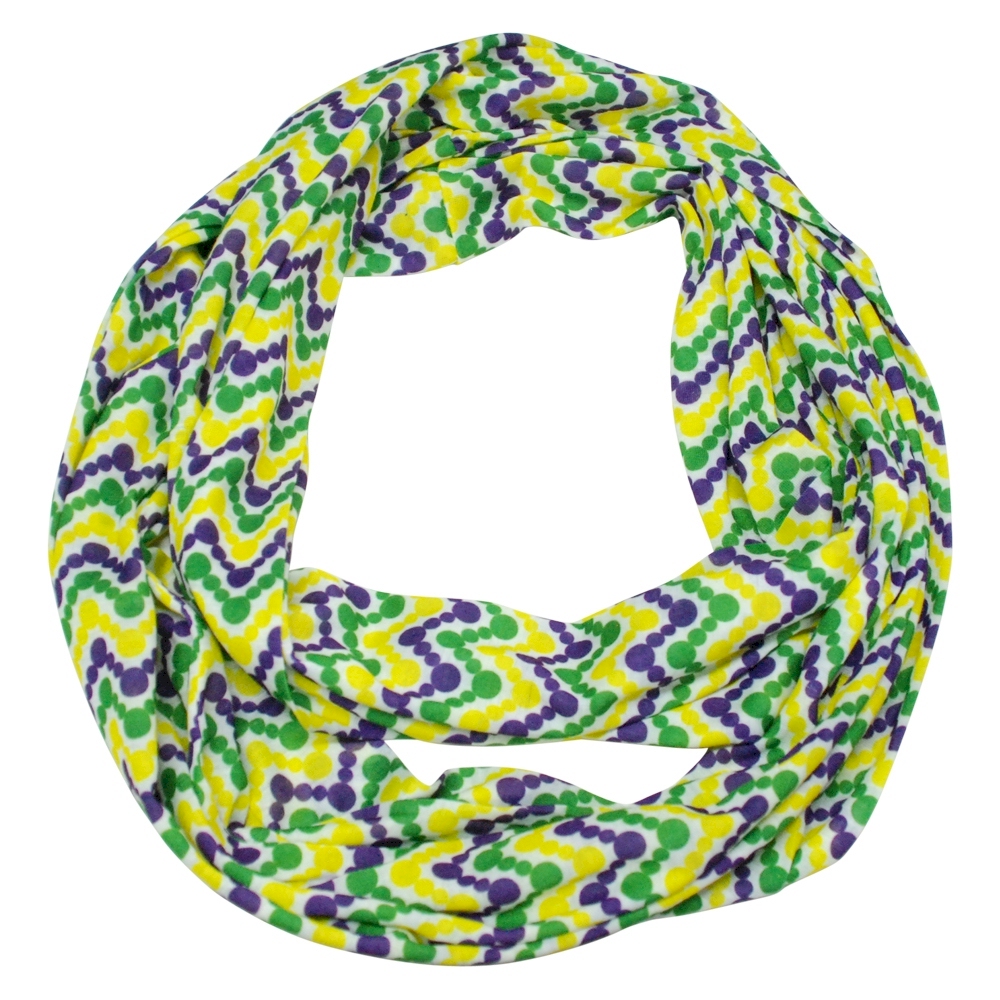 Mardi Gras Beads Print Jersey Knit Infinity Scarf Embroidery Blanks - CLOSEOUT
