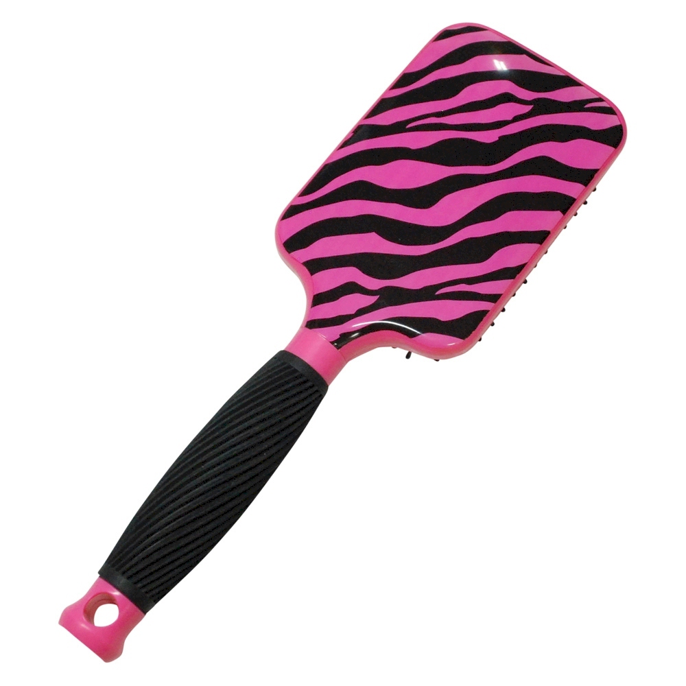 Fashion Print Paddle Hair Brush - HOT PINK ZEBRA - CLOSEOUT