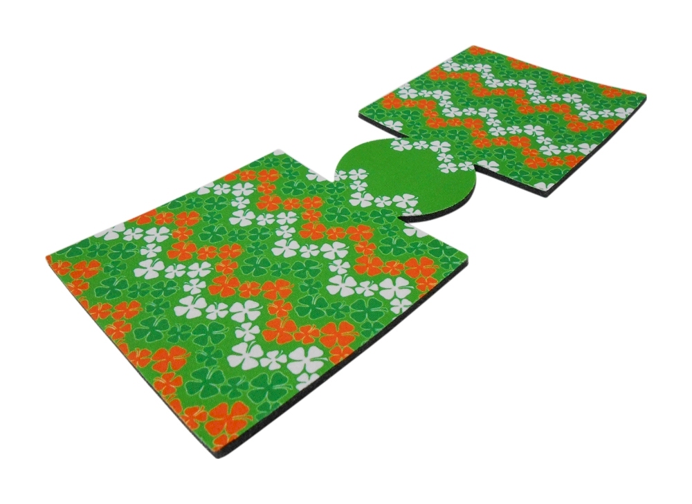 Unsewn 12oz Can Coolie Embroidery Blanks Luck o' the Irish Flag Chevron GREEN