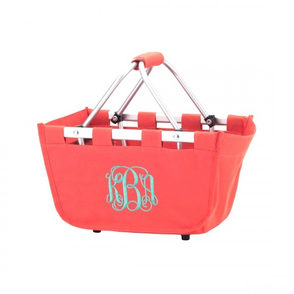 Mini Foldable Market Tote Embroidery Blanks - CORAL