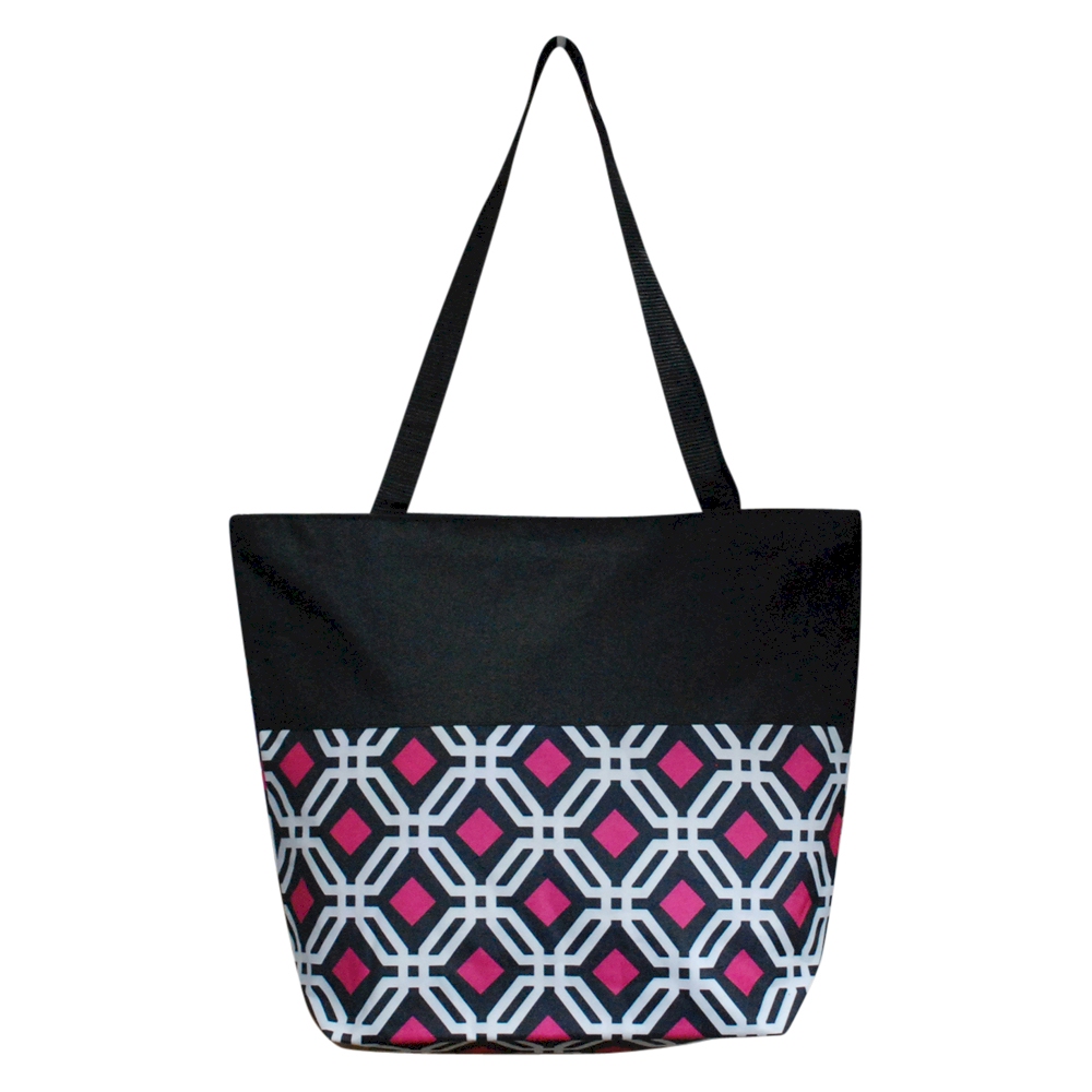 Graphic Print Tote Bag Embroidery Blanks - BLACK TRIM - CLOSEOUT